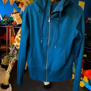 Champion blue teal cowl neck zip up hoodie